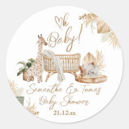 Boho Modern Heart Gender Neutraal Baby shower Ronde Sticker