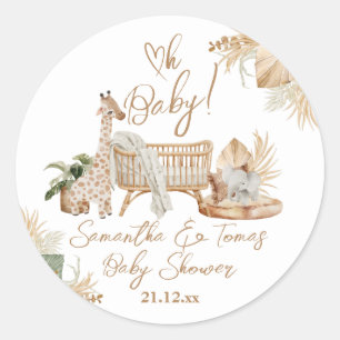 Boho Modern Heart Gender Neutraal Baby shower Ronde Sticker