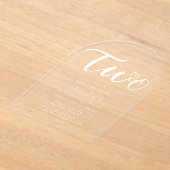 Boho Modern Heart White Script 2e verjaardag Acryl Uitnodigingen (Laagn)