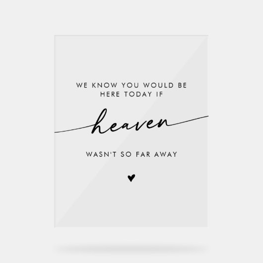 Boho Modern Heaven Clear Acryl bruiloft Memorial Bord (Voorkant)
