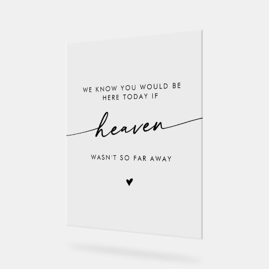 Boho Modern Heaven Clear Acryl bruiloft Memorial Bord (Hoek)