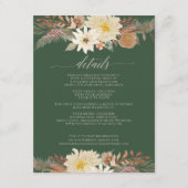 BOHO Modern Herfst Floral Waterverf Forest Green Informatiekaartje (Voorkant)