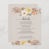 BOHO Modern Herfst Floral Waterverf Organic Earthy Informatiekaartje (Voorkant / Achterkant)