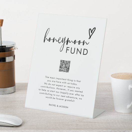 Boho Modern Honeymoon Fund QR Wishing Well Sign Reclamebord Met Voetstuk (Insitu)