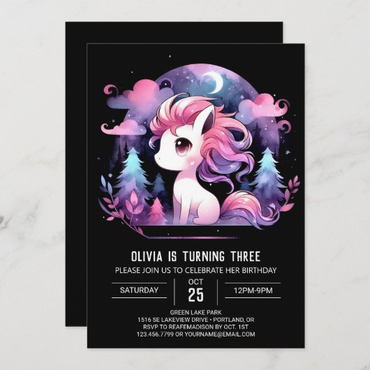 Boho Modern Horse Verjaardag Kaart (Voorkant / Achterkant)