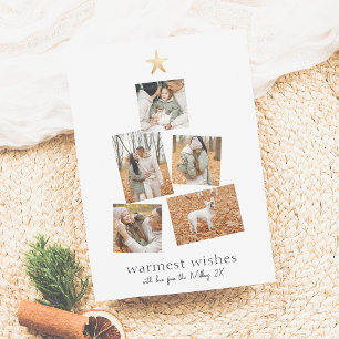 Boho Modern kerstboom 5 Foto Collage Holiday Feestdagenkaart