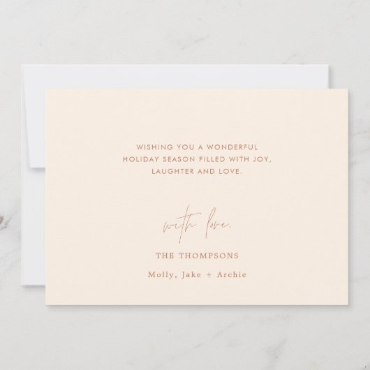 Boho Modern kerstkaart, Terracotta Holiday Kaart (Achterkant)