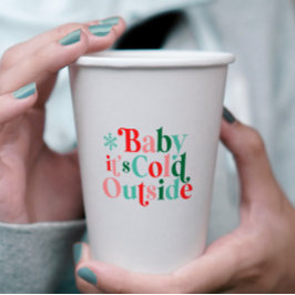 Boho Modern Lettertype Baby It's Cold Outside Kers Papieren Bekers