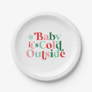 Boho Modern Lettertype Baby It's Cold Outside Kers Papieren Bordje