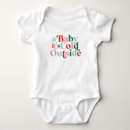 Boho Modern Lettertype Baby It's Cold Outside Kers Romper