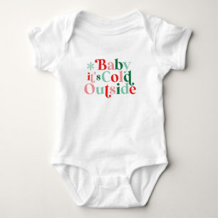 Boho Modern Lettertype Baby It's Cold Outside Kers Romper
