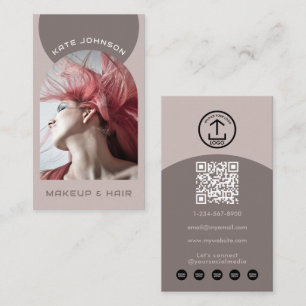 Boho Modern Make-up Haar Boog Foto QR Code Logo Visitekaartje