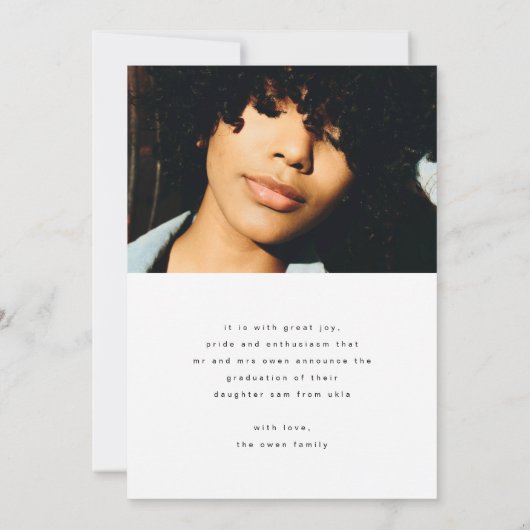 Boho Modern Minimal Afstuderen Foto Universiteit Aankondiging (Achterkant)