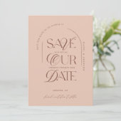 Boho Modern Minimalist Arch Photo Save the Date Kaart (Staand voorkant)