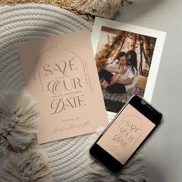Boho Modern Minimalist Arch Photo Save the Date Kaart