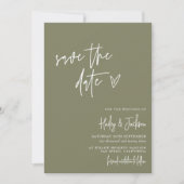 Boho Modern Minimalist Green Save the Date Card Kaart (Voorkant)