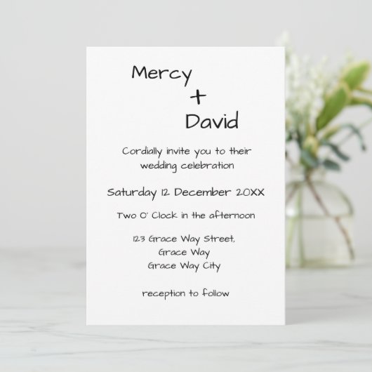 Boho Modern Minimalist Wedding Invitation Kaart (Staand voorkant)
