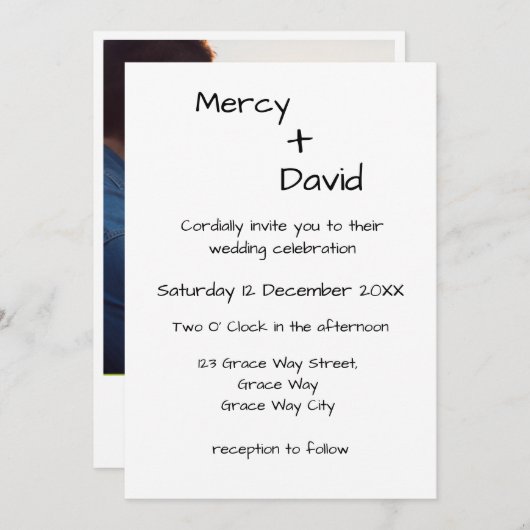 Boho Modern Minimalist Wedding Invitation Kaart (Voorkant / Achterkant)