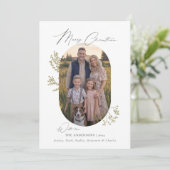 Boho Modern Minimalistisch Goud Bladeren Foto Kers Feestdagenkaart (Staand voorkant)