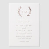 Boho Modern minimalistisch rustiek monogram bruilo Vellum Uitnodigingen (Voorkant)
