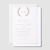 Boho Modern minimalistisch rustiek monogram bruilo Vellum Uitnodigingen (Offset)