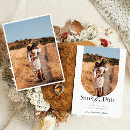 Boho Modern Minimalistische Fotoboog Sla de datum  Save The Date