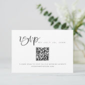 Boho Modern Minimalistische QR Code Huwelijks RSVP Kaart (Staand voorkant)