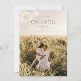 Boho modern minimalistische rustieke neutrale trou save the date