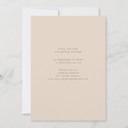 Boho modern minimalistische rustieke neutrale trou save the date (Achterkant)