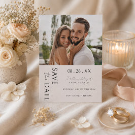 Boho Modern Minimalistische Trouwfoto Save The Date