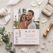 Boho Modern Minimalistische Trouwfoto Save The Date