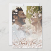 Boho Modern Mocha Mousse Floral Elegante foto Bedankkaart (Voorkant)