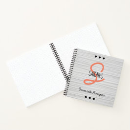Boho Modern Monogram Wit Textuur Favoriete Recept Notitieboek