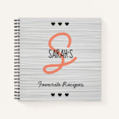 Boho Modern Monogram Wit Textuur Favoriete Recept Notitieboek (Voorkant)