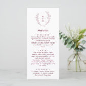 Boho Modern Monogram Wreath Wedding Dinner Menu (Staand voorkant)