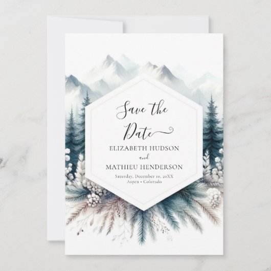 Boho Modern Mountain Wedding Save The Date (Voorkant)