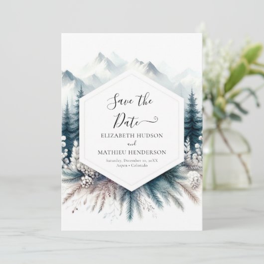 Boho Modern Mountain Wedding Save The Date (Staand voorkant)