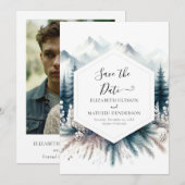 Boho Modern Mountain Wedding Save The Date (Voorkant / Achterkant)