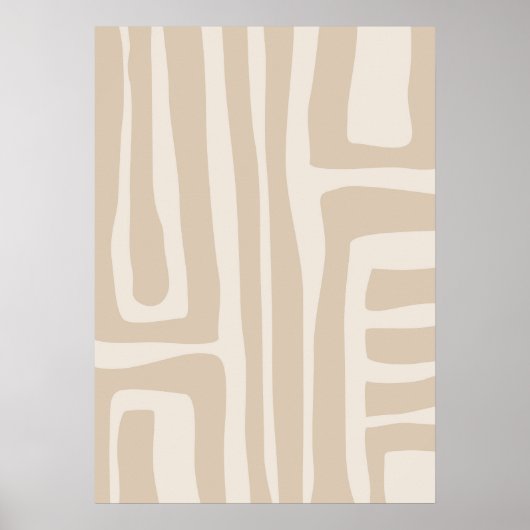 Boho Modern Muted Beige Neutral Abstracte Kunst Poster (Voorkant)