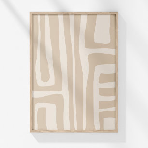 Boho Modern Muted Beige Neutral Abstracte Kunst Poster