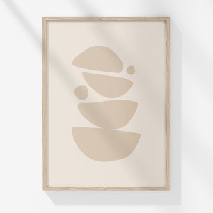 Boho Modern Muted Beige Neutral Bowls Abstracte ku Poster