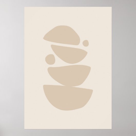 Boho Modern Muted Beige Neutral Bowls Abstracte ku Poster (Voorkant)