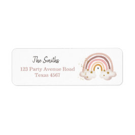 Boho Modern Muted Rainbow Return-adreslabels Etiket