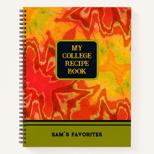 Boho Modern Oranje Favoriete College Recept Notitieboek (Voorkant)