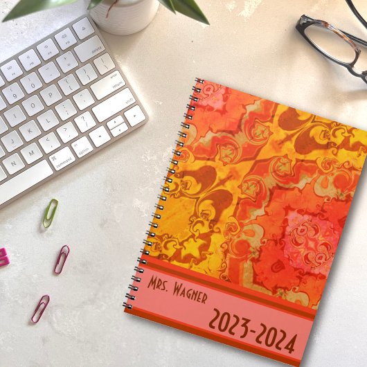 Boho  Modern Oranje Gepersonaliseerde Leraar Planner