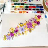 Boho modern paarse bloemen welkom vrijgezellenfees poster