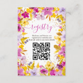 Boho modern paarse bloemenregister vrijgezellenfee informatiekaartje (Voorkant)