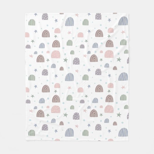 Boho Modern Pastel Rainbows Sterren Fleece Deken (Voorkant)