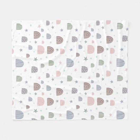 Boho Modern Pastel Rainbows Sterren Fleece Deken (Voorkant (Horizontaal))