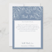Boho Modern Periwinkle Blue Floral Elegante foto Bedankkaart (Achterkant)